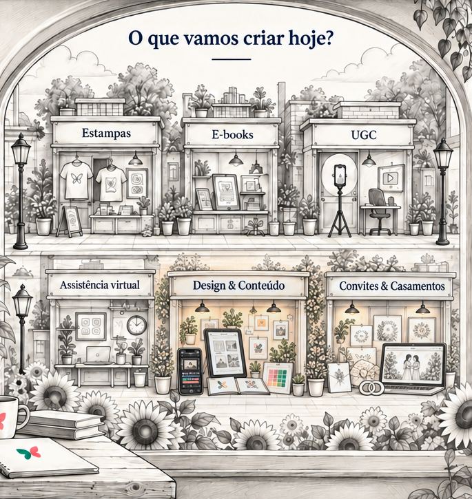 Rua das seis lojas ilustradas